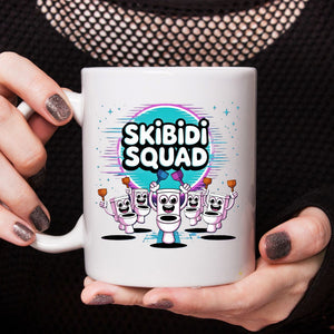 Skibidi meme coffee mug close-up