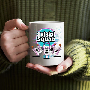 Skibidi meme coffee mug close-up