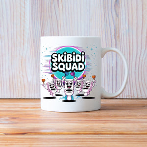 Skibidi meme coffee mug close-up