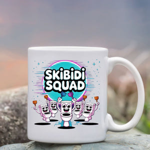 Skibidi meme coffee mug close-up