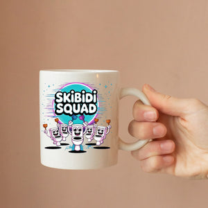 Skibidi meme coffee mug close-up