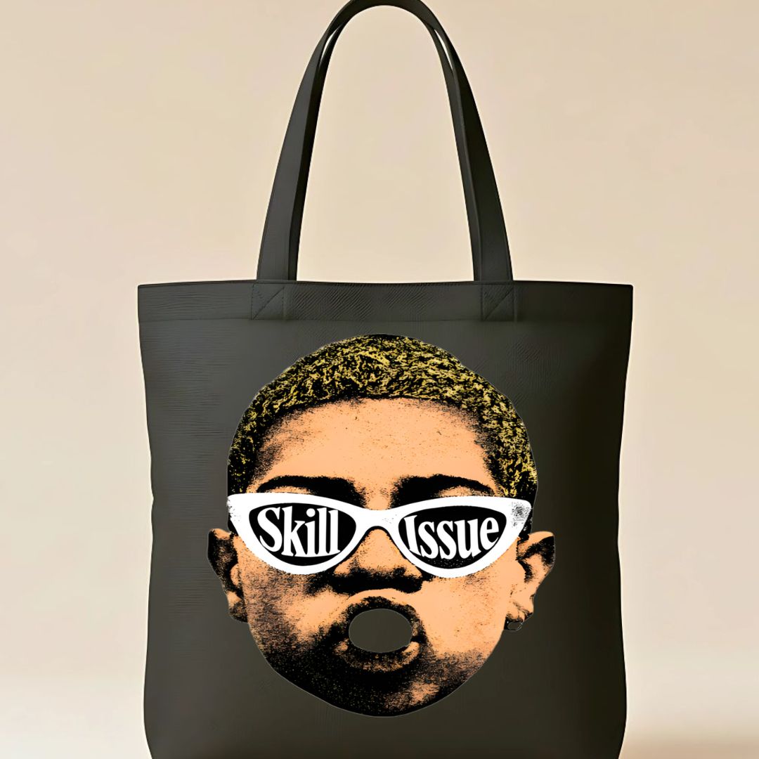 Skill Issue Tote Bag with bold gamer text design