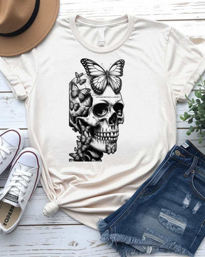 Skull with Butterfly Wings Meme T-Shirt by Memez Store