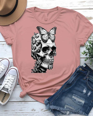 Skull with Butterfly Wings Meme T-Shirt by Memez Store