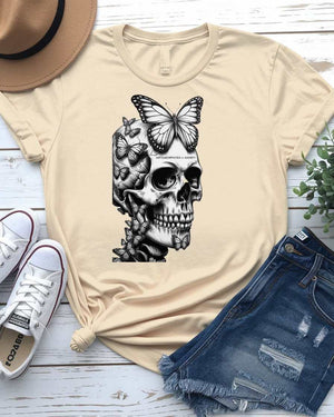 Skull with Butterfly Wings Meme T-Shirt by Memez Store