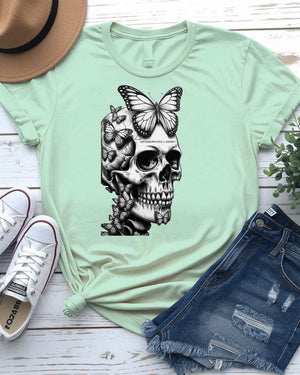 Skull with Butterfly Wings Meme T-Shirt by Memez Store