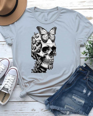 Skull with Butterfly Wings Meme T-Shirt by Memez Store