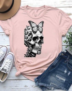 Skull with Butterfly Wings Meme T-Shirt by Memez Store