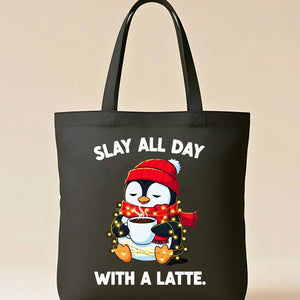 Slay All Day Coffee Christmas funny festive tote bag