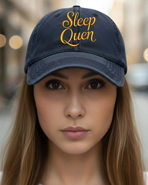 Funny Sleep Queen embroidered cap meme streetwear”