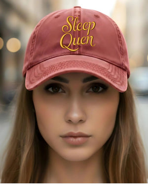 Funny Sleep Queen embroidered cap meme streetwear”