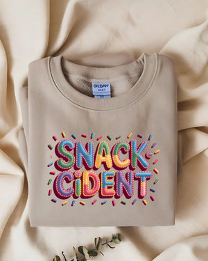 Unisex snackcident embroidered sweatshirt for snack lovers”