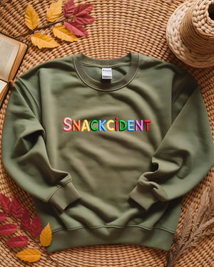 Unisex embroidered Snackcident sweatshirt oversized
