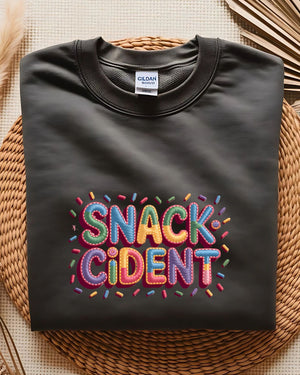 Unisex snackcident embroidered sweatshirt for snack lovers”