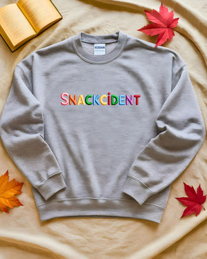 Unisex embroidered Snackcident sweatshirt oversized