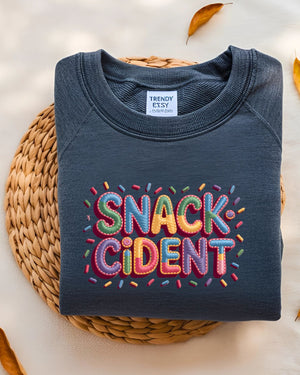 Unisex snackcident embroidered sweatshirt for snack lovers”