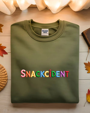 Snackcident meme sweatshirt foodie humor