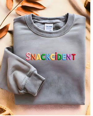 Unisex embroidered Snackcident sweatshirt oversized