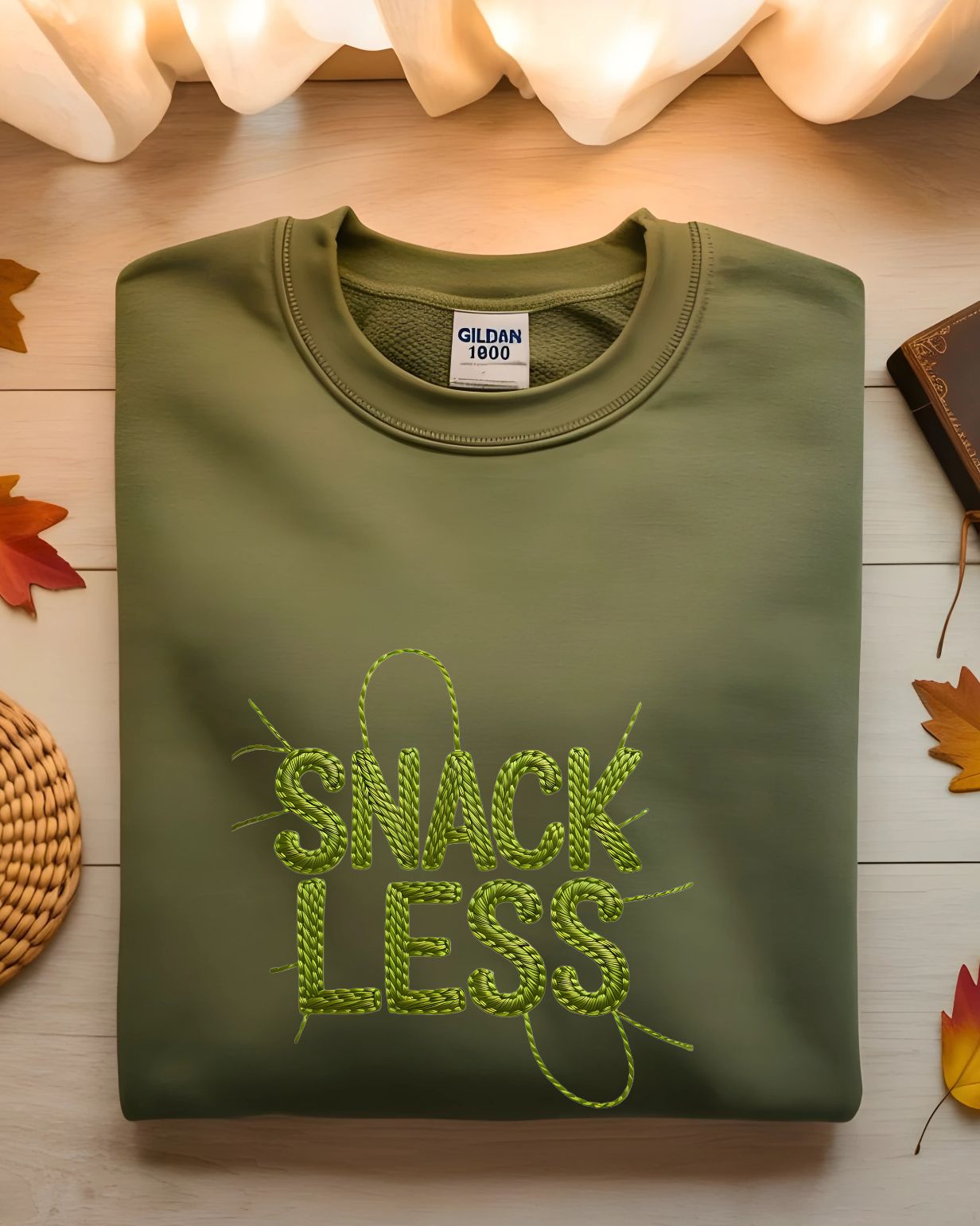 Cozy foodie humor embroidered sweatshirt snackless