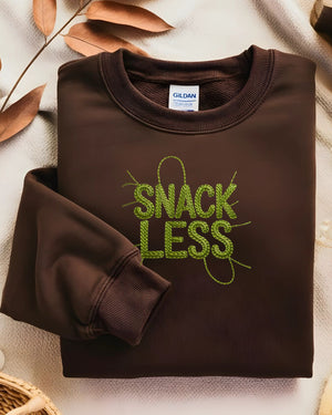 Cozy foodie humor embroidered sweatshirt snackless