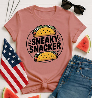 Sneaky Snacker Funny Meme T-shirt by Memez Store with food-themed design