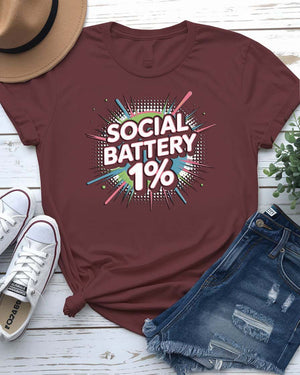 “Social Battery 1% funny geek meme shirt by Memez Store”