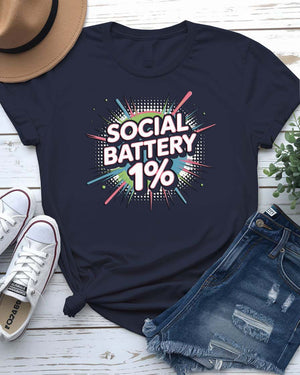 “Social Battery 1% funny geek meme shirt by Memez Store”