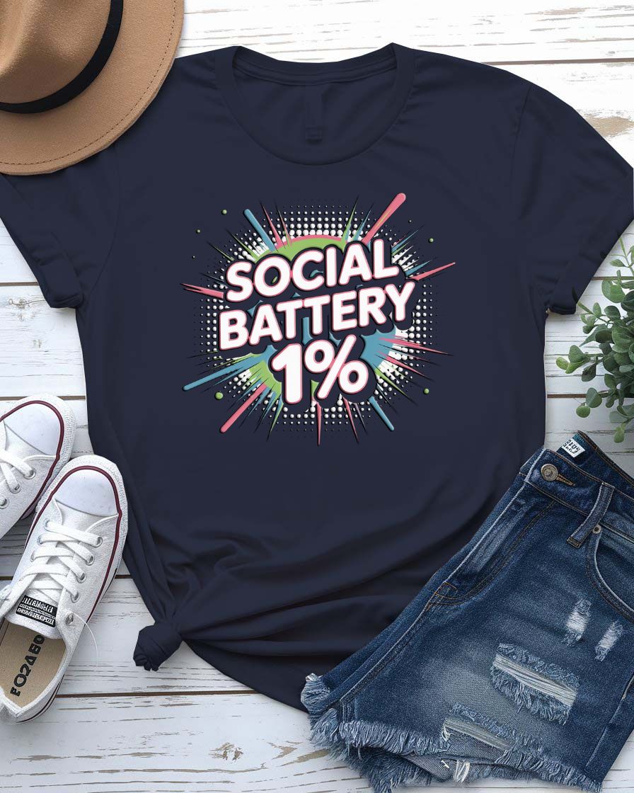 “Social Battery 1% funny geek meme shirt by Memez Store”
