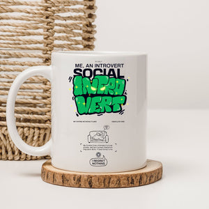 Funny gift mug for introverts and quiet coffee drinkers