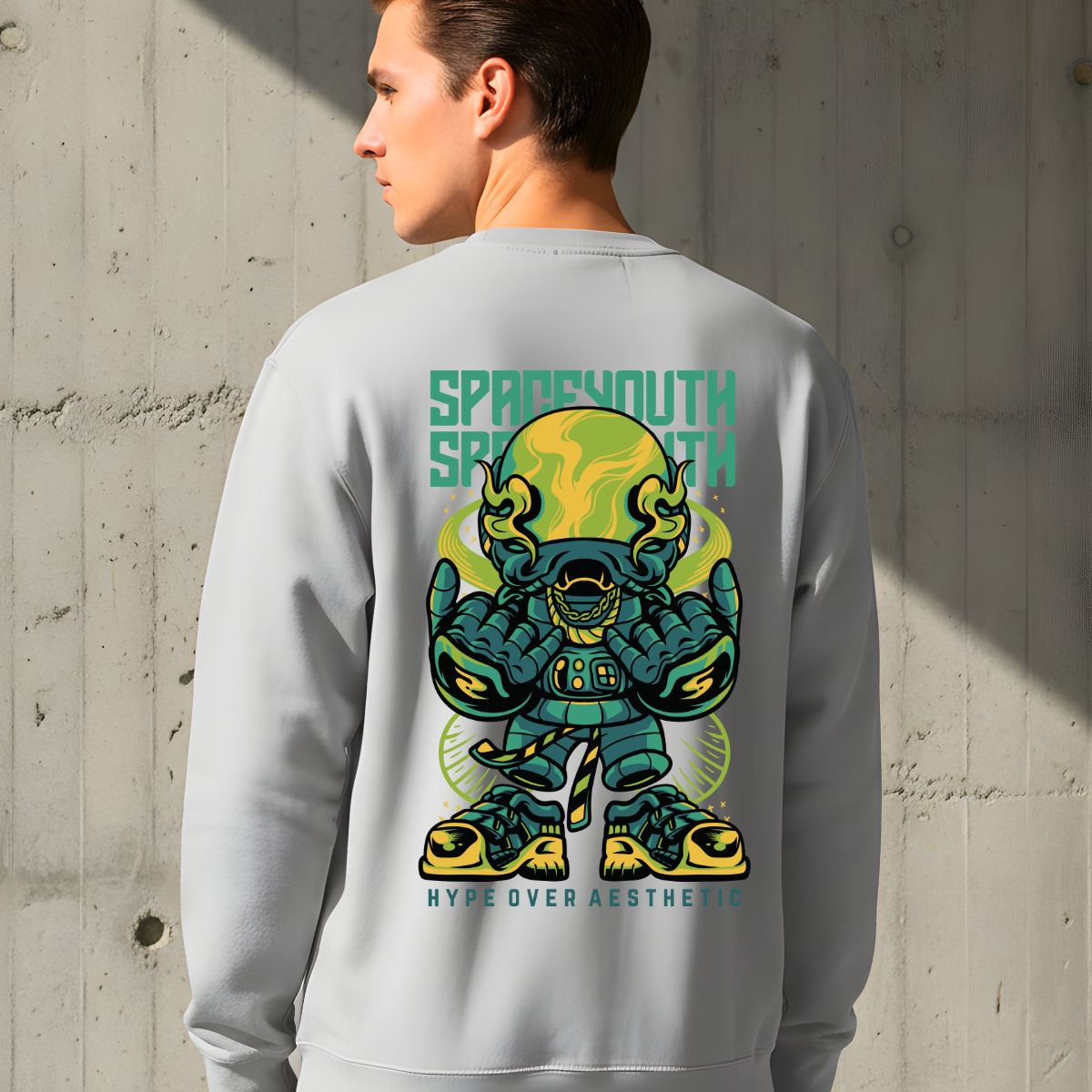 Space youth streetwear crewneck sweatshirt by Memez Store