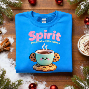 Spirit 80% Caffeine 20% Cookie Christmas Sweatshirt, funny coffee and cookie meme holiday pullover, cozy unisex Christmas humor apparel by Memez.Store, caffeine Christmas sweatshirt 2025.