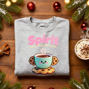 Spirit 80% Caffeine 20% Cookie Christmas Sweatshirt, funny coffee and cookie meme holiday pullover, cozy unisex Christmas humor apparel by Memez.Store, caffeine Christmas sweatshirt 2025.