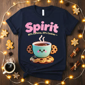 Spirit 80% Caffeine 20% Cookies Christmas Meme Funny Tee – Funny holiday t-shirt for coffee and cookie lovers, perfect Christmas meme shirt.