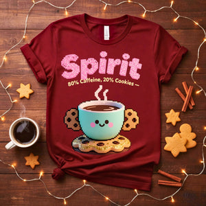 Spirit 80% Caffeine 20% Cookies Christmas Meme Funny Tee – Funny holiday t-shirt for coffee and cookie lovers, perfect Christmas meme shirt.