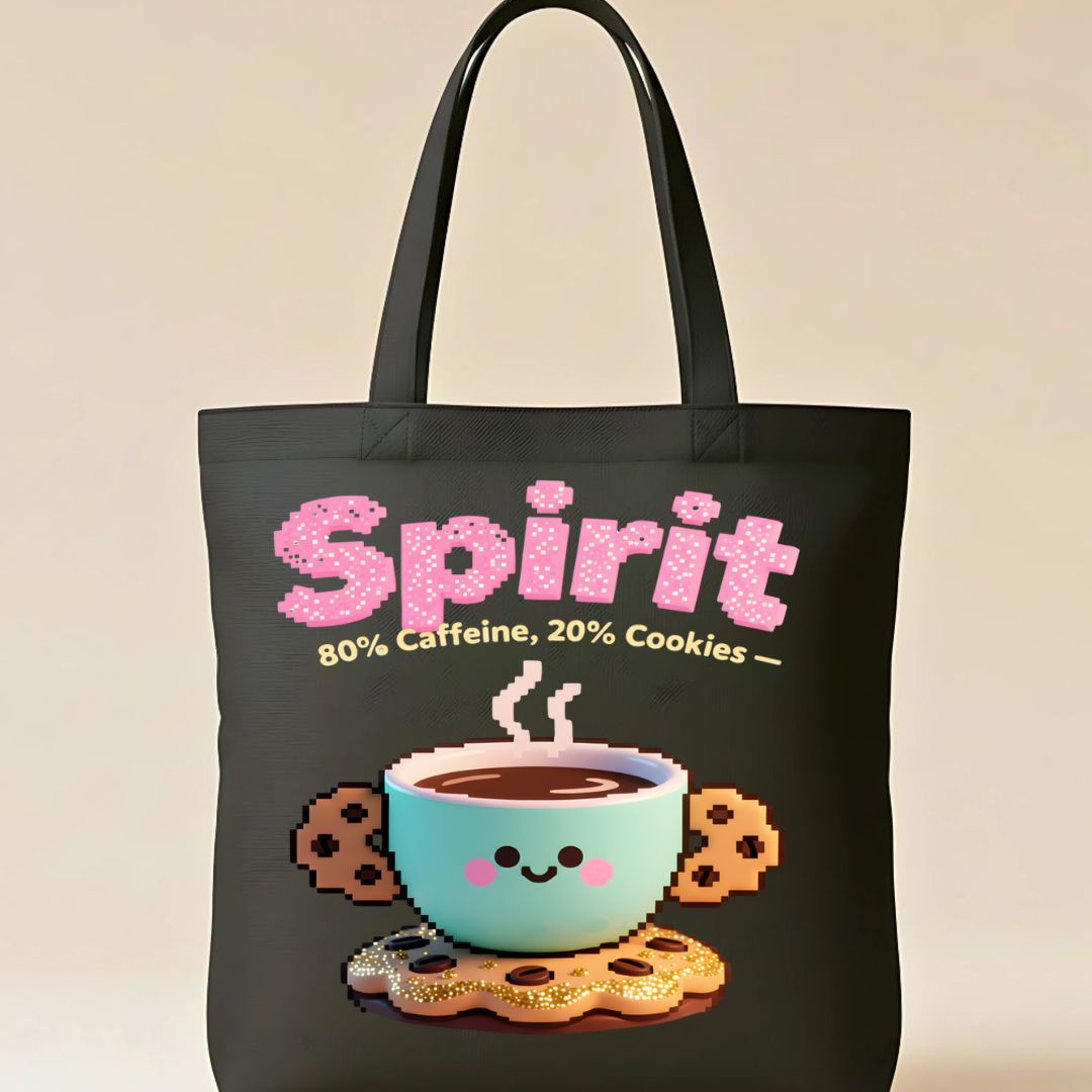 Spirit 80 percent caffeine 20 percent cookies funny tote bag
