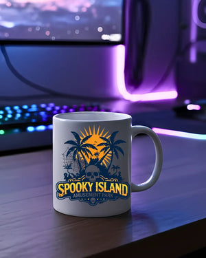 Haunted carnival Halloween ceramic coffee cup”