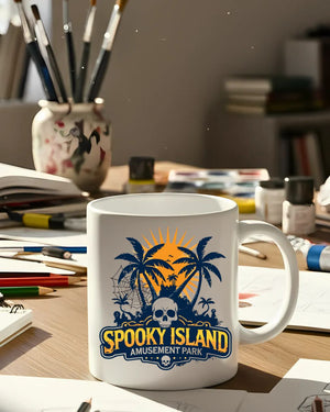 Haunted carnival Halloween ceramic coffee cup”