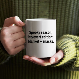 Meme-inspired Halloween coffee cup for introverts