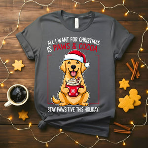 Stay Pawsitive Christmas funny animal pun t-shirt