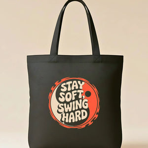 Stay Soft Swing Hard Motivational Tote Bag by Memez Store