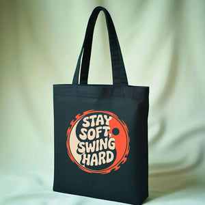 Stay Soft Swing Hard Motivational Tote Bag by Memez Store