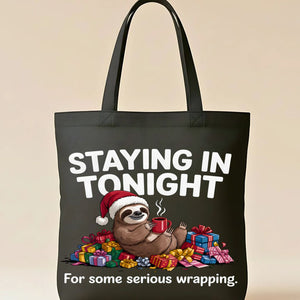 Staying in Tonight Christmas cozy introvert tote bag