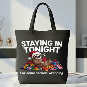 Staying in Tonight Christmas cozy introvert tote bag