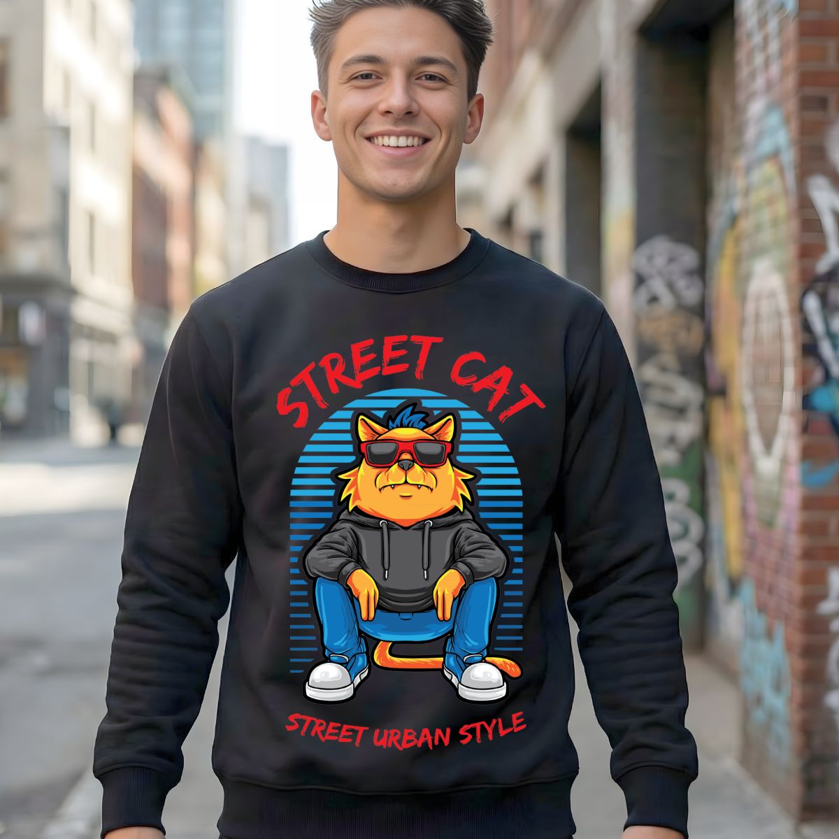 Street Cat streetwear sweatshirt front view