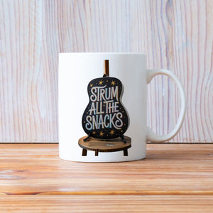 Strum All The Snacks funny food meme ceramic mug