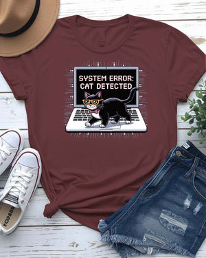 “System Error cat meme on glitch t-shirt by Memez Store”