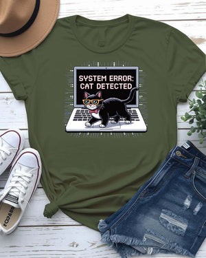 “System Error cat meme on glitch t-shirt by Memez Store”