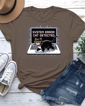 “System Error cat meme on glitch t-shirt by Memez Store”