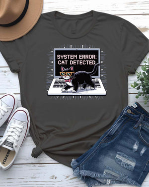 “System Error cat meme on glitch t-shirt by Memez Store”