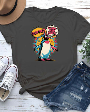 Close-up of Terrified Penguin Tee by Memez Store